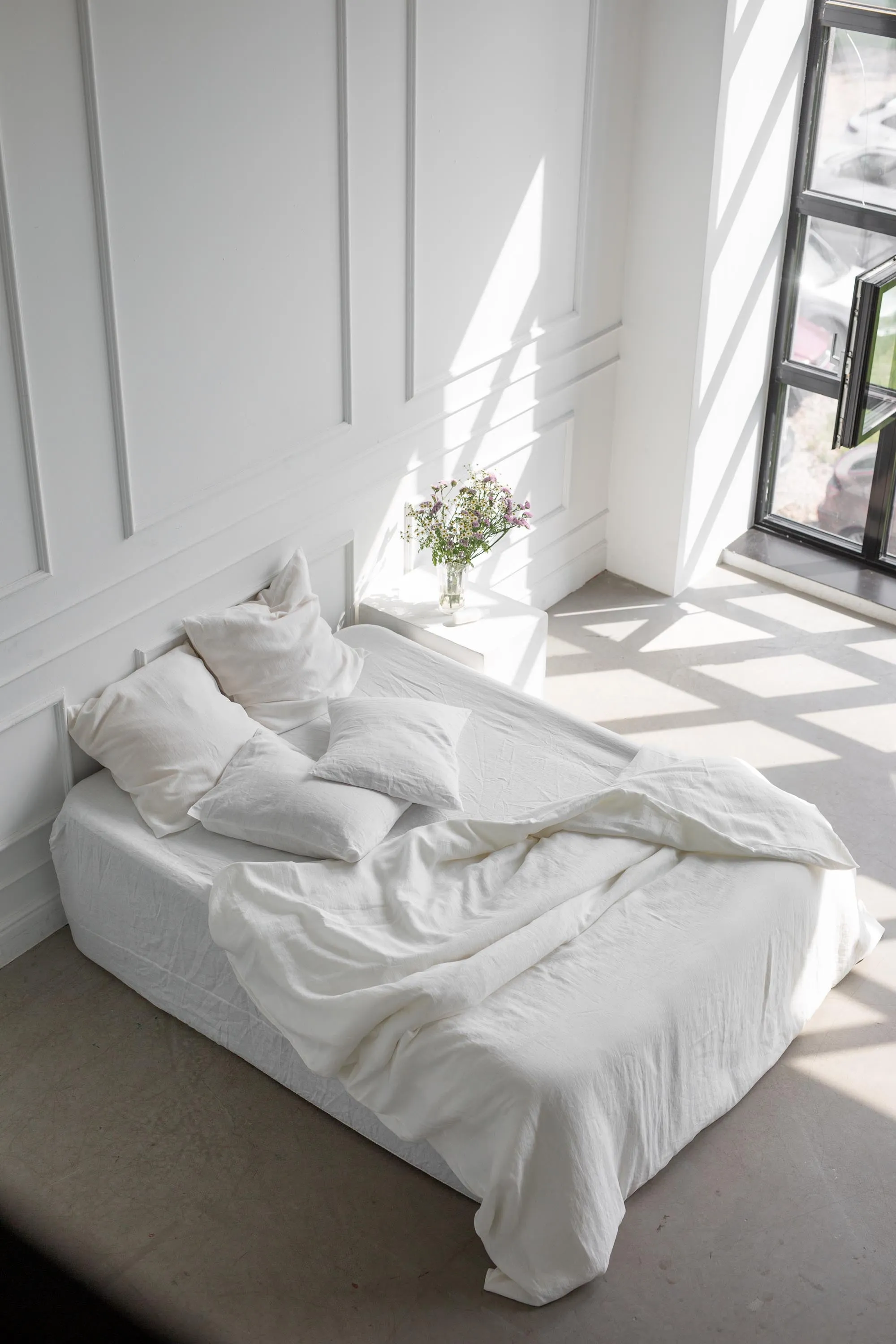 Linen Bedding Set White