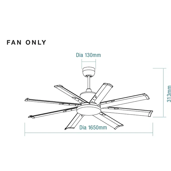 Martec Albatross 65in 165cm DC Ceiling Fan - Brushed Nickel