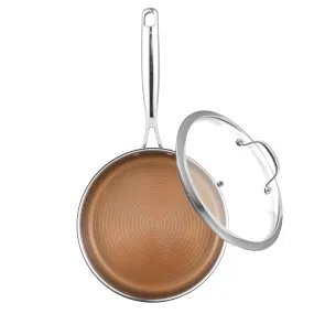 MasterPro Non-Stick Saute Pan With Glass Lid Deep Sides Gold 26cm