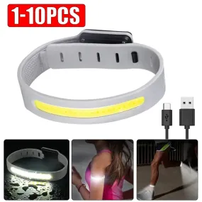 Mini Portable COB Headlight Built-in Battery Type-C Charging 3 Lighting Modes Sports Wristband Lantern For Camping Night Running