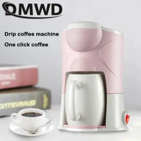 Mini Single-Cup Electric Coffee Maker - 110V, 300W, Drip Brew