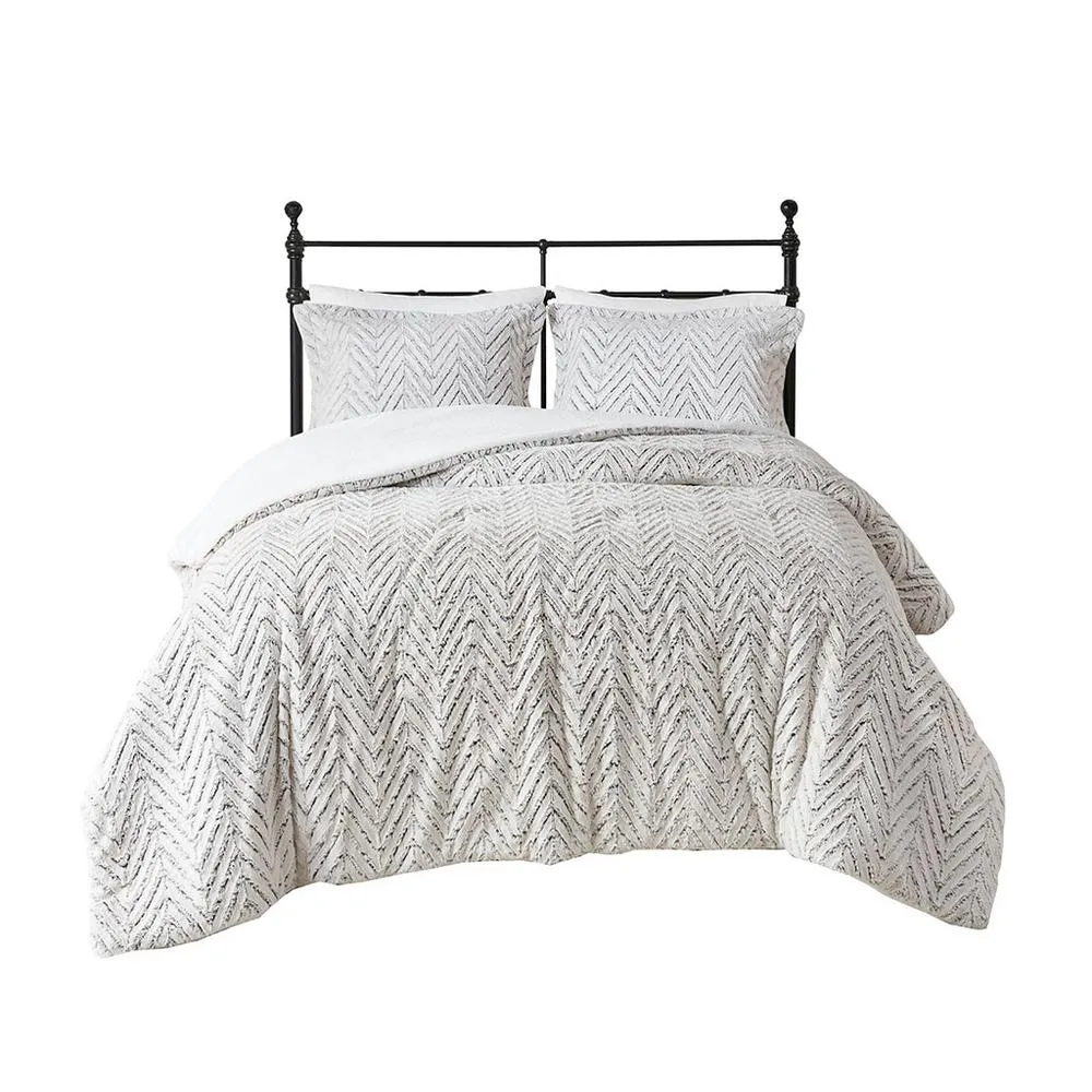 Modern Brushed Long Fur Duvet Cover Set, Full/Queen