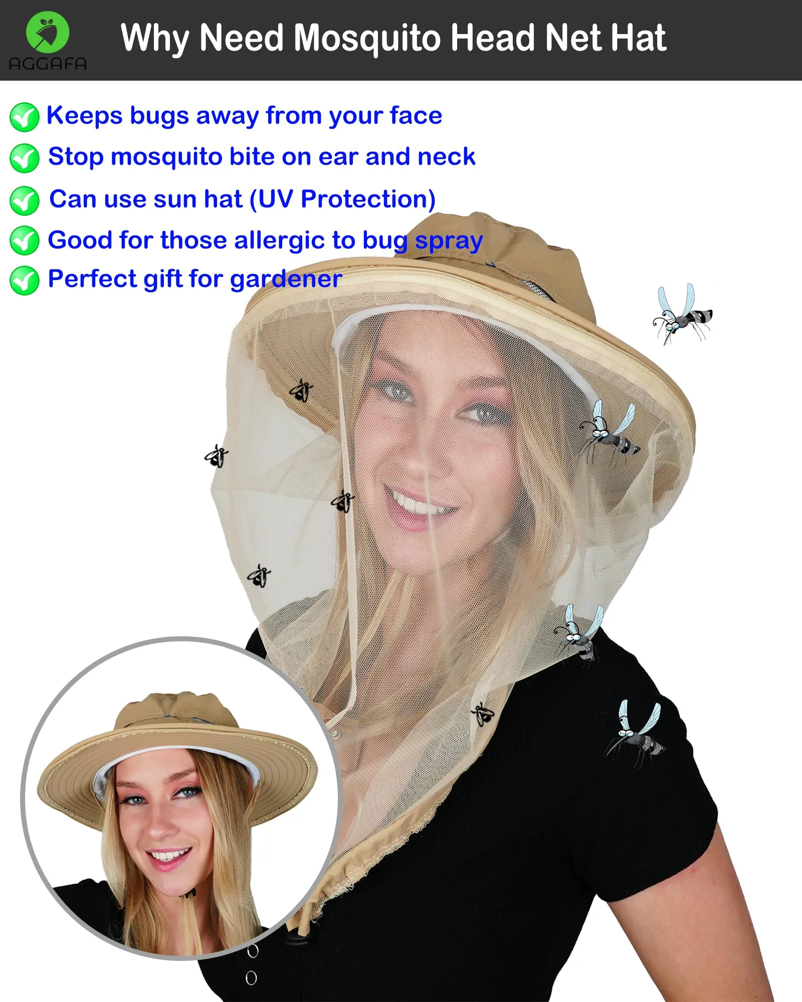 Mosquito hat (Beige) and Mosquito sleeve (XLarge)