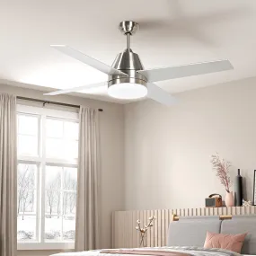 Mounting Reversible Ceiling Fan with Light, Remote, Silver & Black