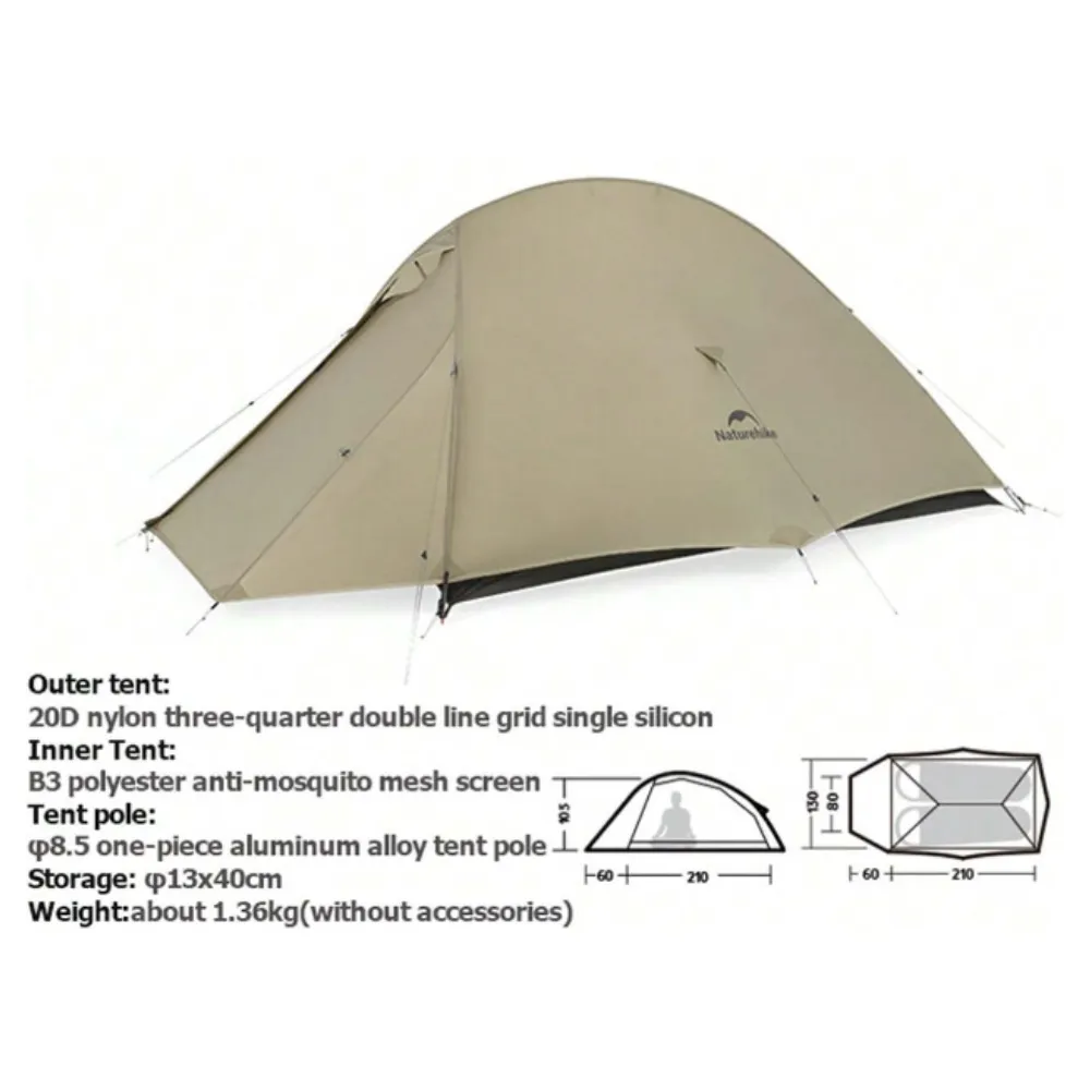 Naturehike Cloud Up 2 person Pro Ultralight Tent 1.36kg (New 2024)