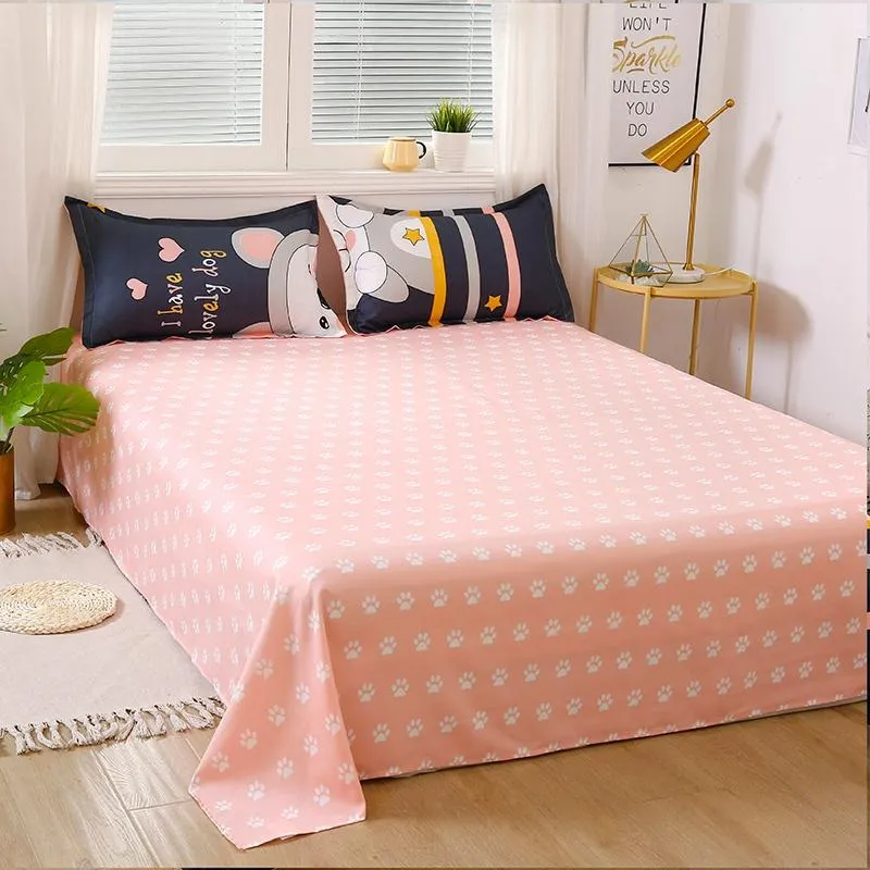 Navy Blue & Pink Puppy Print Bedding Set