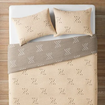 New - Opalhouse Jungalow Quilt Set Jacquard Bohemian Textured, Ivory, Twin/TwinXL