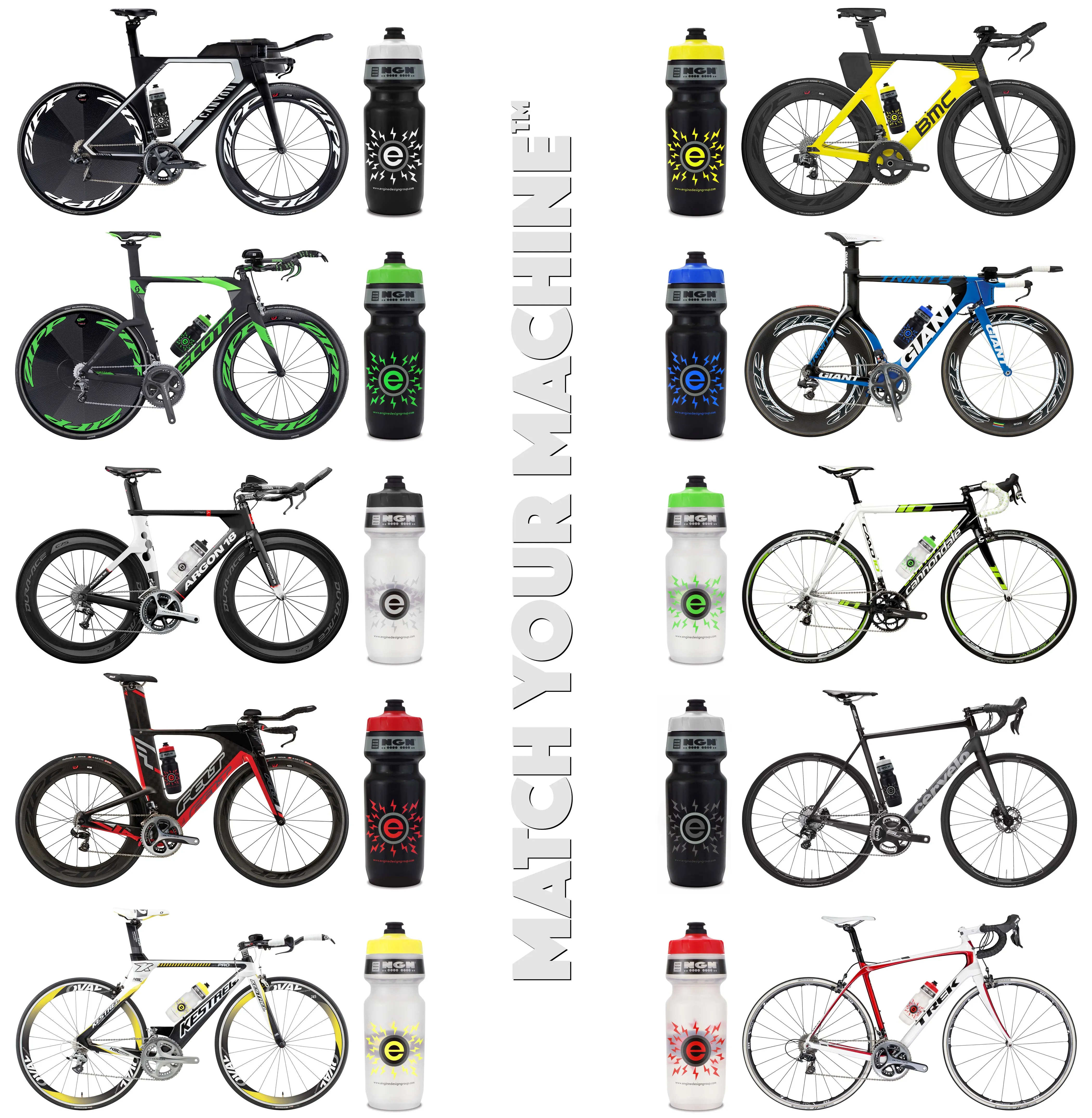 NGN Sport – High Performance Bike Water Bottles – 24 oz | Black & White (2-Pack)