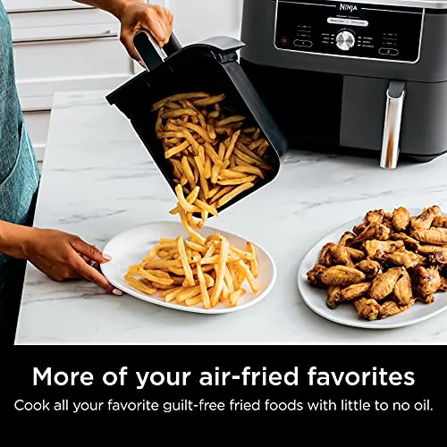 Ninja Foodi 6-in-1 8-qt. (7.6L) 2-Basket Air Fryer DualZone Technology, Match Cook & Smart Finish to Roast, Broil, Dehydrate & More for Quick, Easy Meals, Slate Grey (DZ201C) Canadian Version