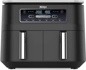 Ninja Foodi Dual Zone Digital Air Fryer, 2 Drawers, 7.6L, 6-in-1 Cooks 4-6 Portions, Non-Stick, Dishwasher Safe Baskets, Black