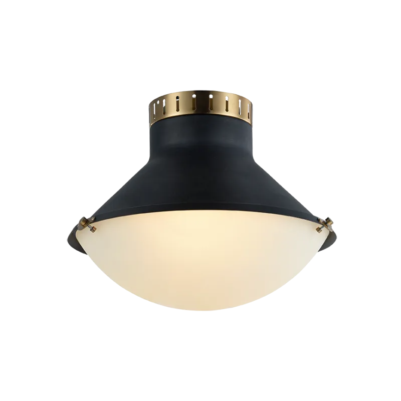 Notting Matte Black and Aged Gold Brass Trim 3 Light Ceiling Mount