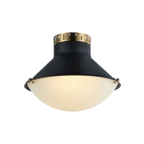 Notting Matte Black and Aged Gold Brass Trim 3 Light Ceiling Mount