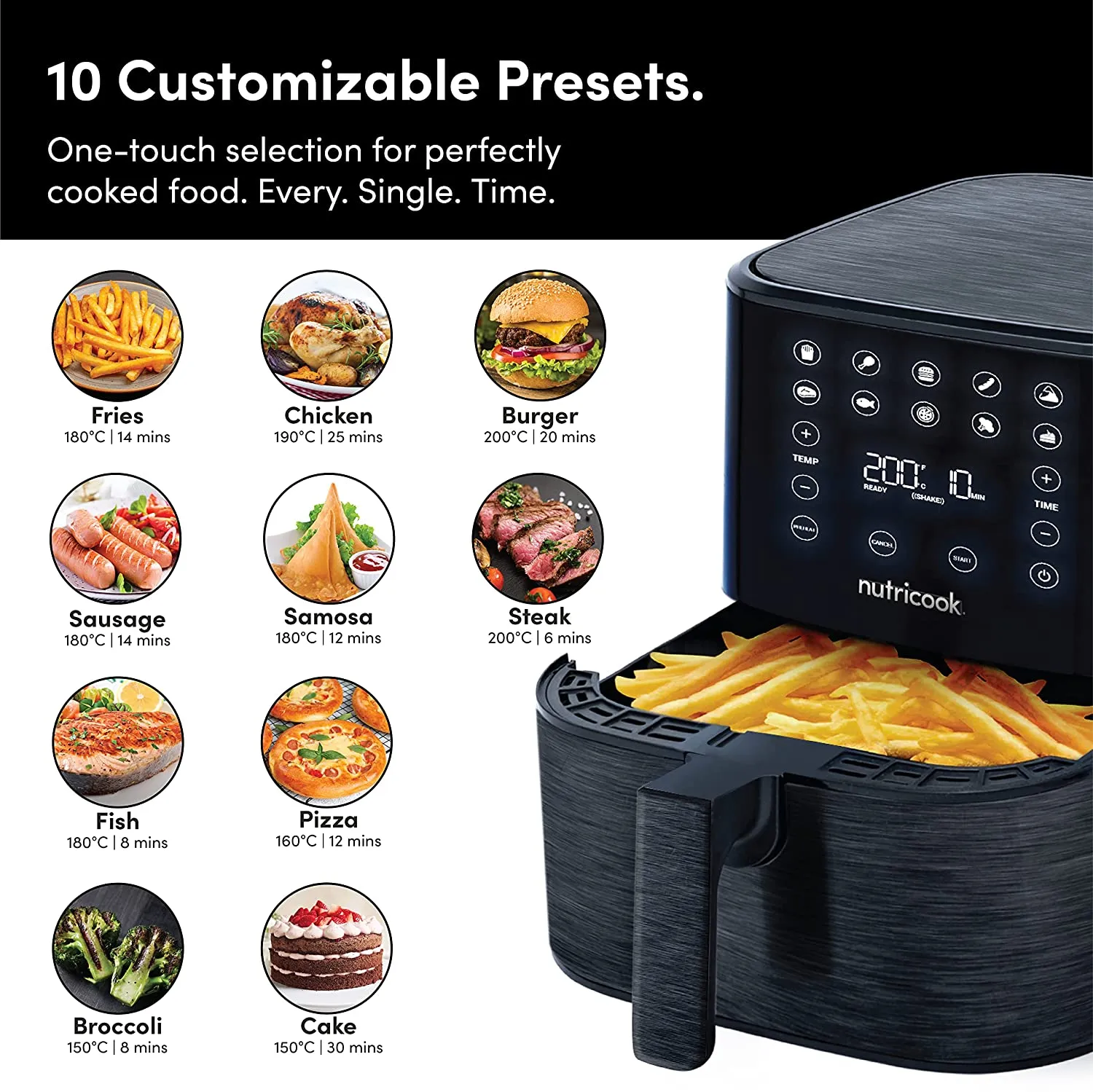 Nutricook AirFryer 2, 1700 Watts, Digital Control Panel Display