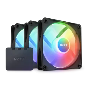 NZXT F120RGB CORE - 120MM HUB- MOUNTED RGB FAN - TRIPLE PACK (BLACK) W/RGB CONTROLLER RF-C12TF-B1