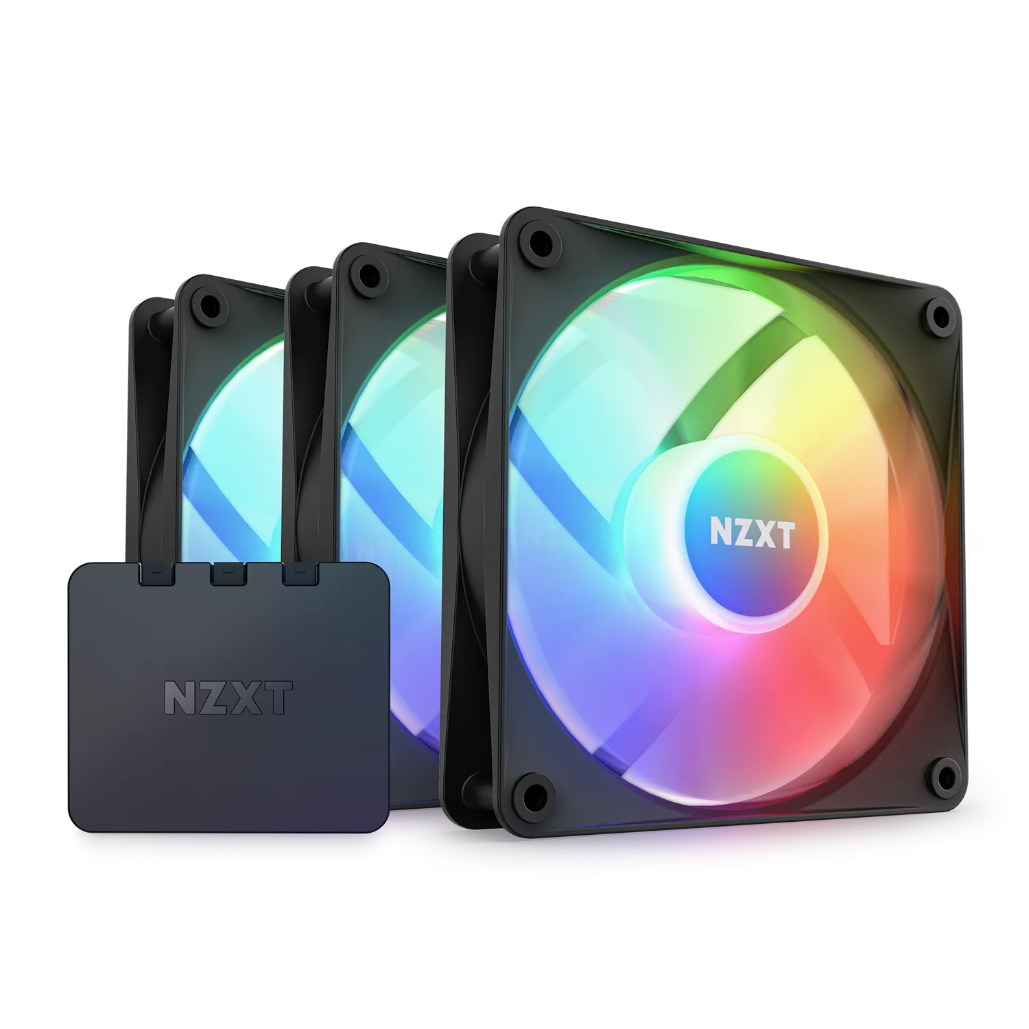 NZXT F120RGB CORE - 120MM HUB- MOUNTED RGB FAN - TRIPLE PACK (BLACK) W/RGB CONTROLLER RF-C12TF-B1