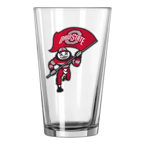 Ohio State Buckeyes NCAA Boelter Brands Brutus & Flag Clear Pint Glass (16oz)