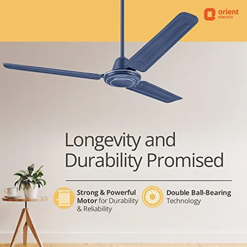 Orient Electric Apex-FX Ceiling Fan | 1200mm BEE Star Rated Ceiling Fan | Strong and Powerful Ceiling Fan | Outstanding Performance | Warranty (2 years) | (BLUE)