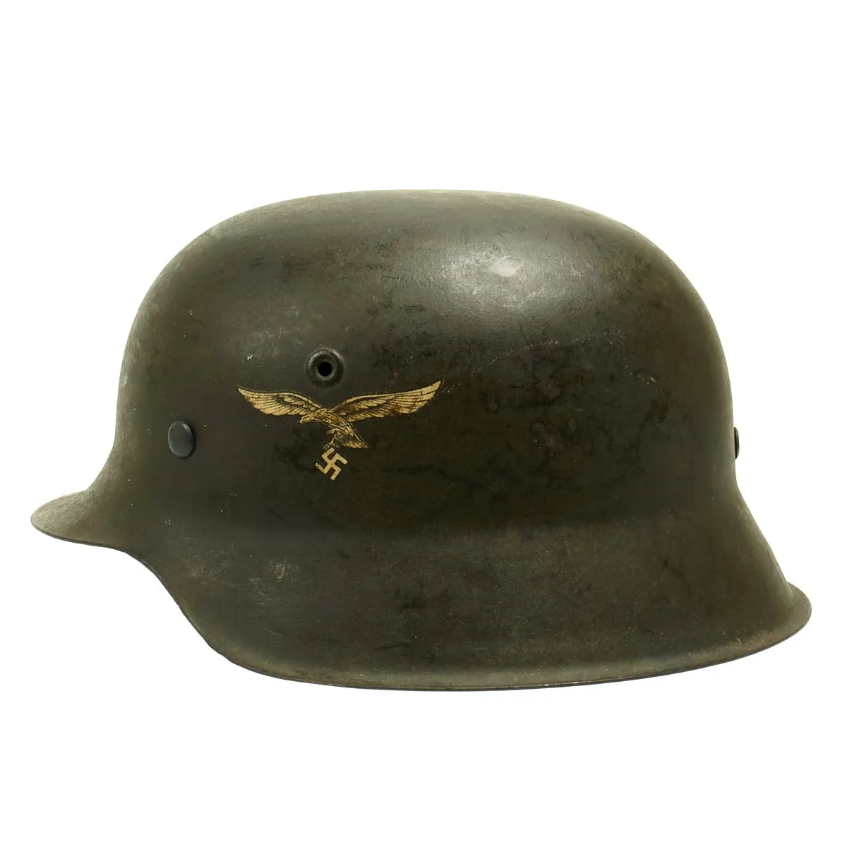 Original German WWII M42 Single Decal Luftwaffe Helmet - Shell Size 68