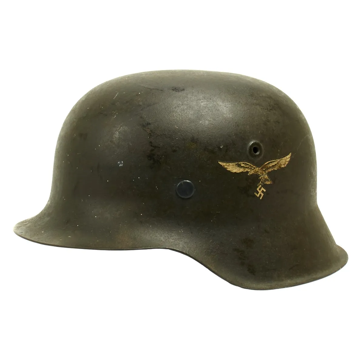 Original German WWII M42 Single Decal Luftwaffe Helmet - Shell Size 68