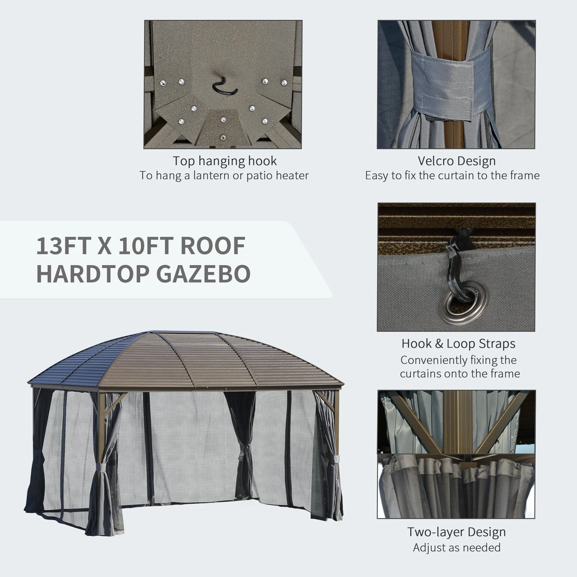 Outsunny 3 x 4m Hardtop Gazebo Dark Grey