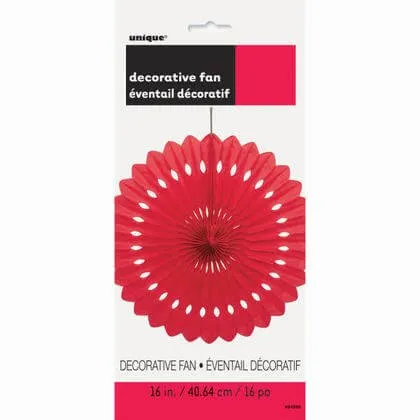 Paper Decorative Fan 16" Red