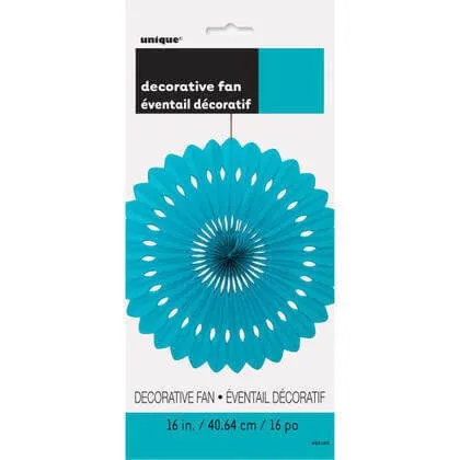 Paper Decorative Fan 16" Teal