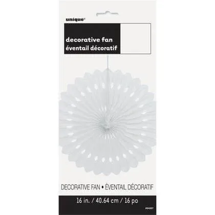 Paper Decorative Fan 16" White