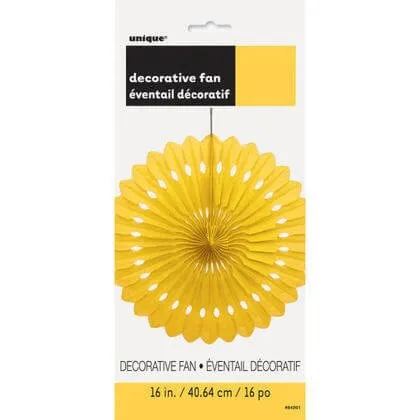 Paper Decorative Fan 16" Yellow