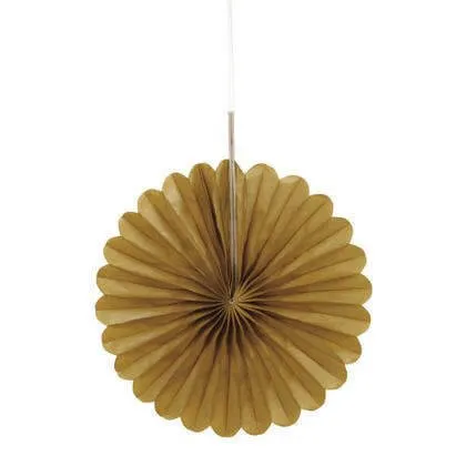 Paper Decorative Fan 6" Gold - 3 ct.