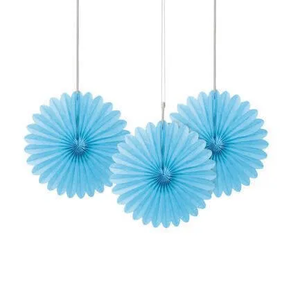 Paper Decorative Fan 6" Powder Blue - 3 ct.