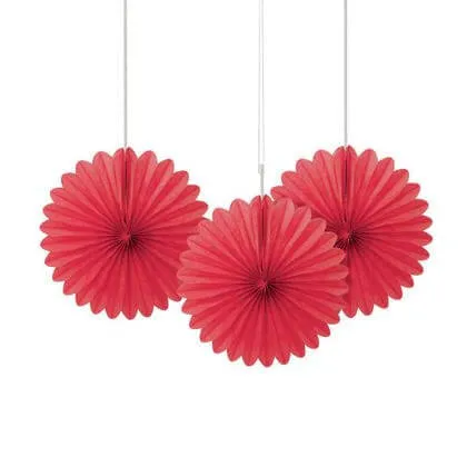 Paper Decorative Fan 6" Red - 3 ct.