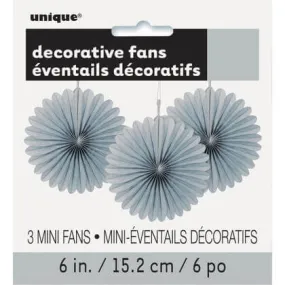 Paper Decorative Fan 6" Silver - 3 ct.