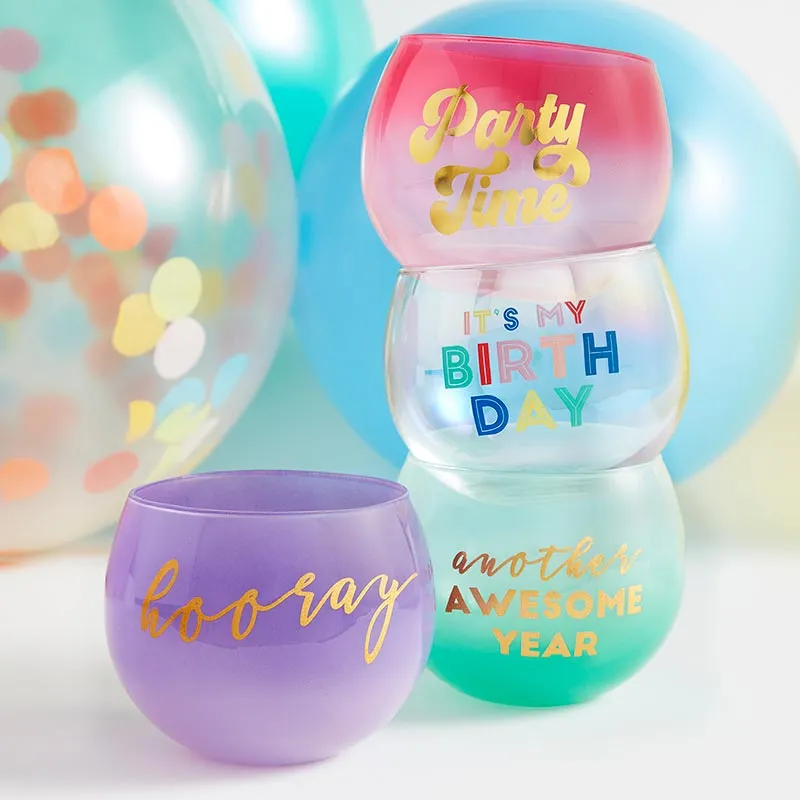 'Party Time' Roly Poly Drink Glass