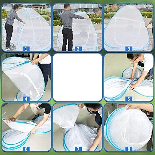 Pegaso Sky Blue Mosquito Net for Double Bed, Foldable, Strong 30GSM, High Durability, Foldable, Corrosion Resistant, Lightweight,PVC Coated Steel - King Size (6 * 6, SkyBlue)