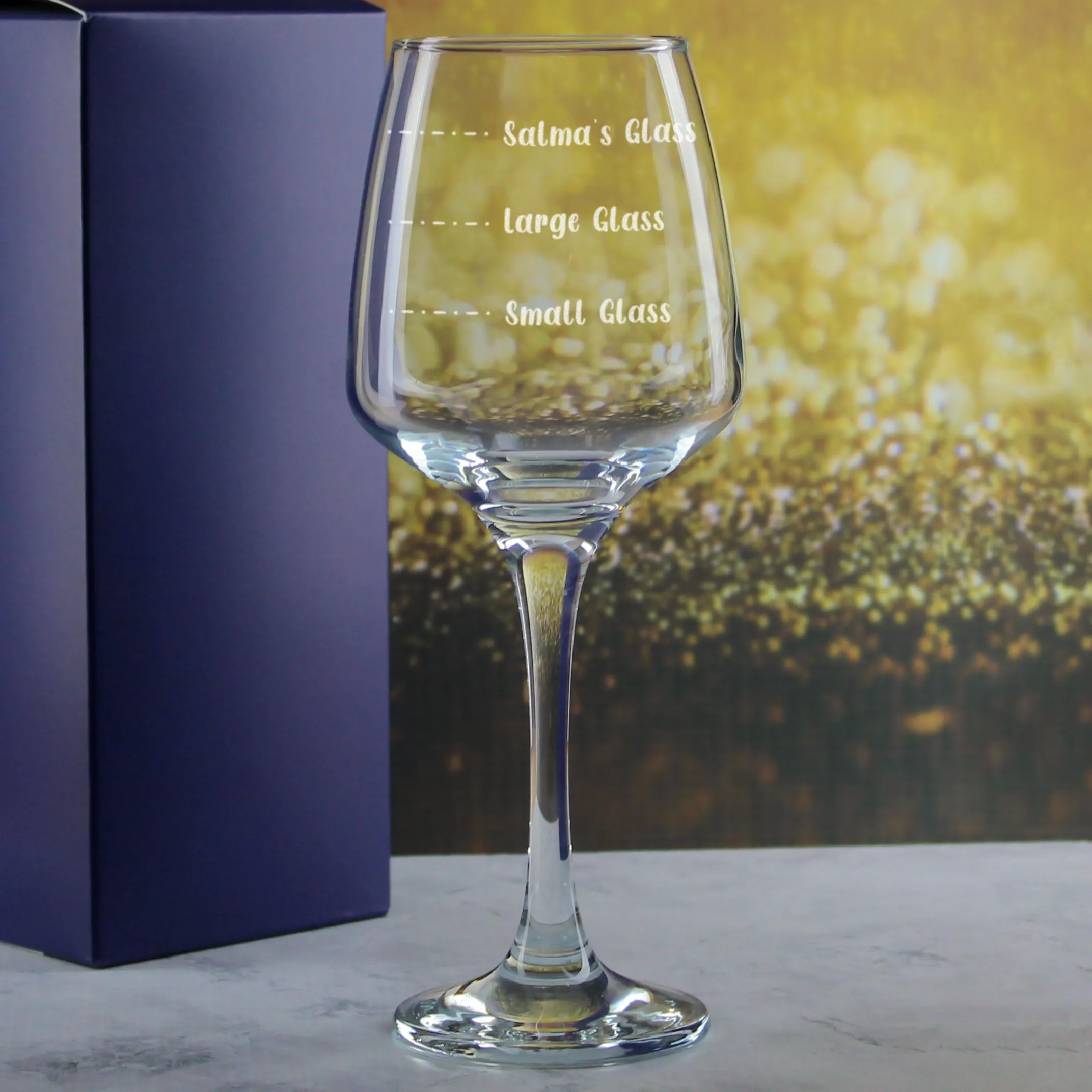 Personalised Engraved Tallo Wine Glass with Name's Glass Handwritten Measurements Design, Customise with Any Name