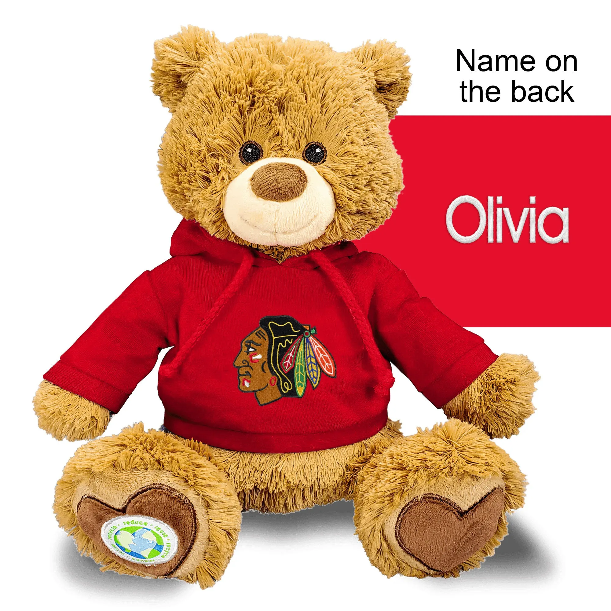 Personalized Chicago Blackhawks 10" Plush Bear 2