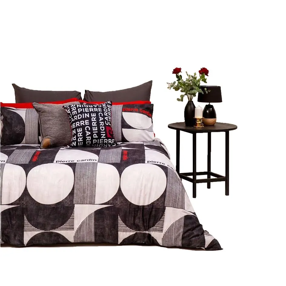 Pierre Cardin 3 Piece Queen Duvet Cover Set - Retro Black