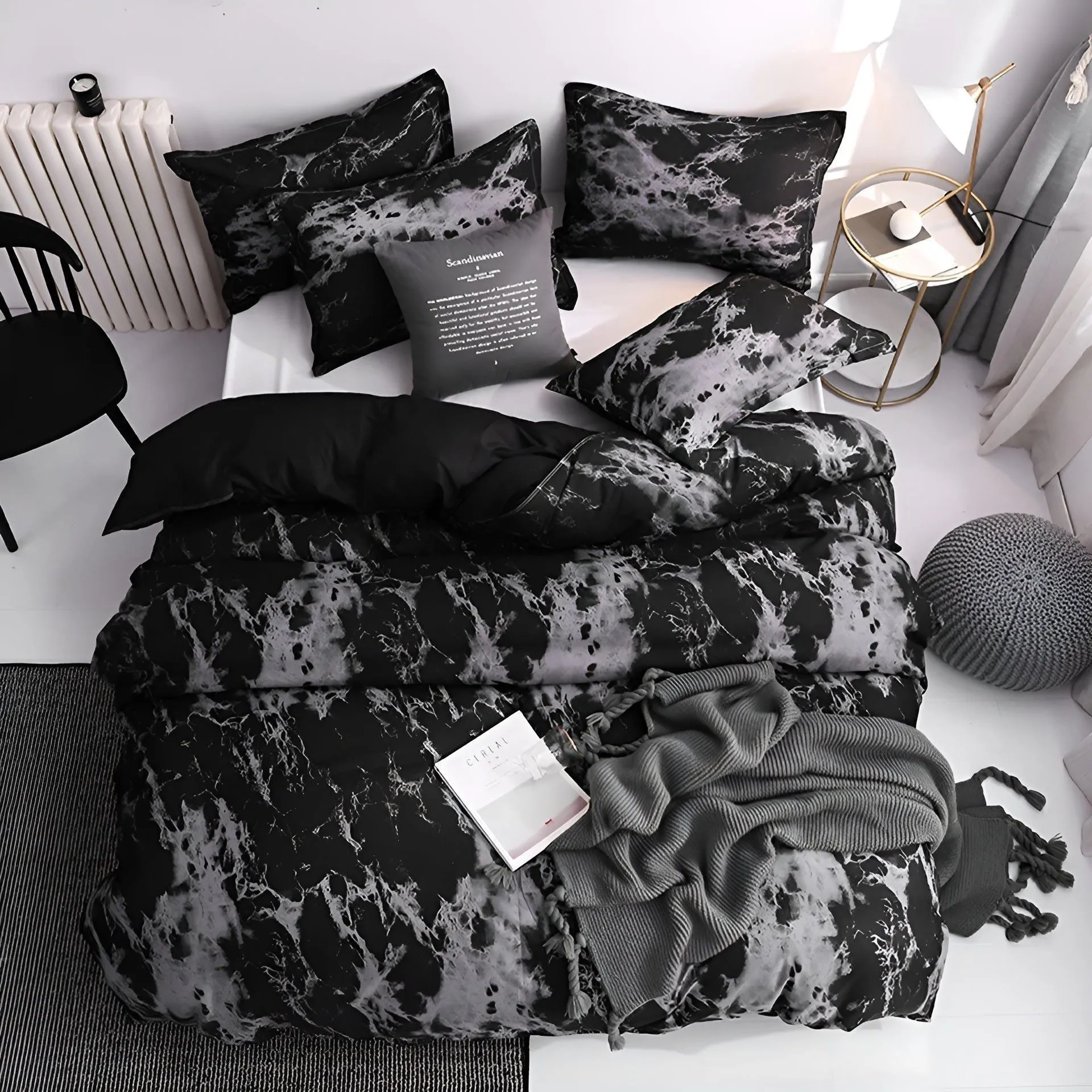 PlushDream Beddings - Luxury Black Bettwäsche Laken