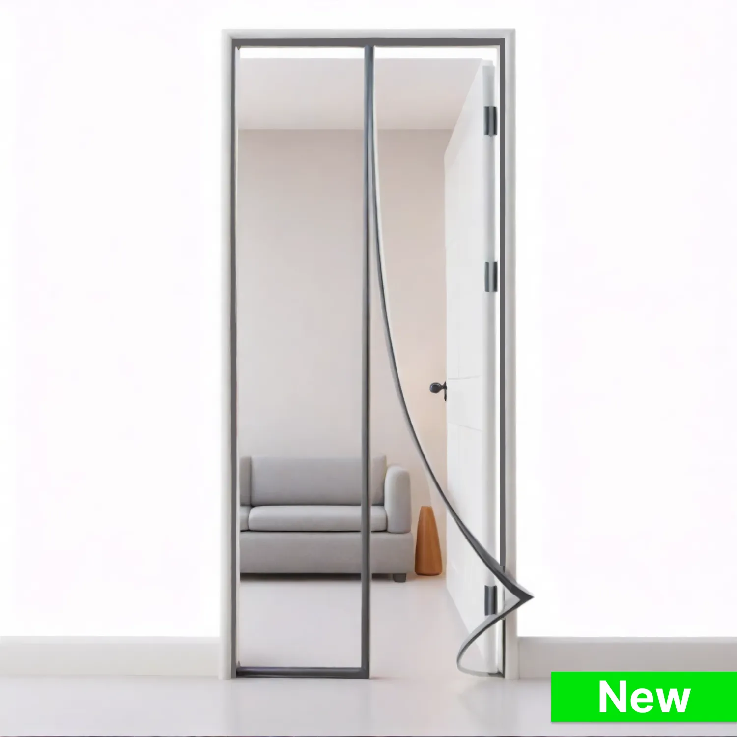 Polyester Magnetic Mosquito Net Curtain for Door-Grey