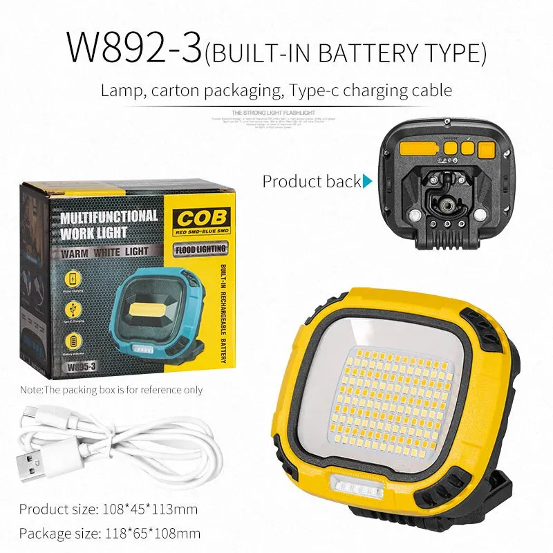 Portable LED Spotlight Lantern Strong Light Flashlight Outdoor Camping Fishing Emergency Rechargeable Magnetic Work Lamp W892