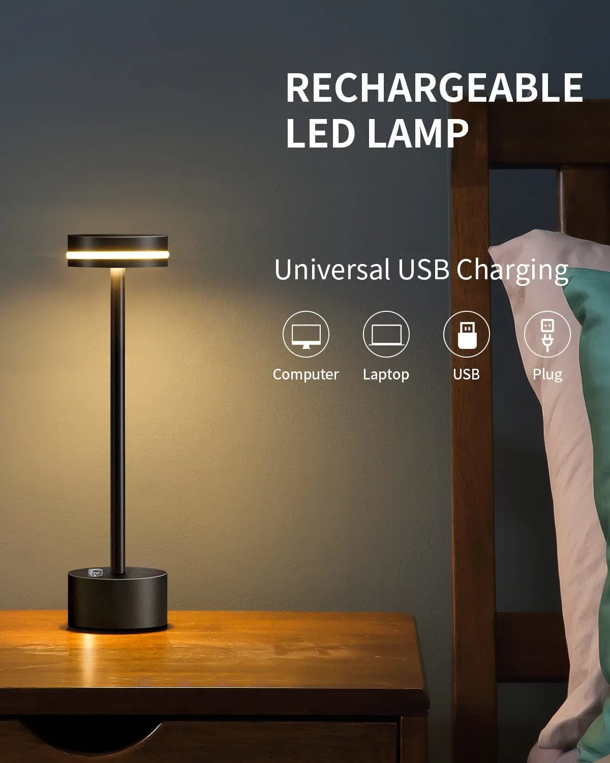 Portable Table Lamp Battery Powered LED Lamp Cordless Table Lights