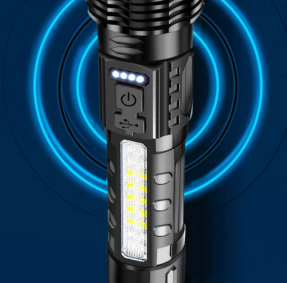 Powerful a76 torch GT10 High beam LED A76 Flashlight Waterproof With Side Light 7 Modes