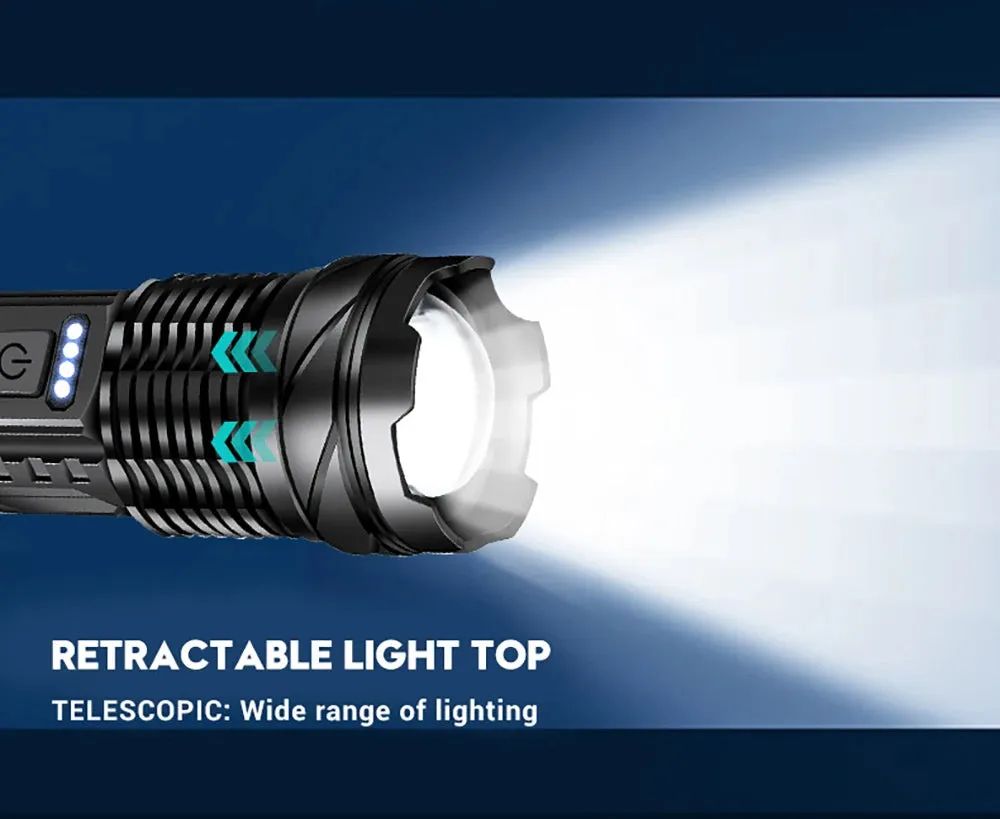 Powerful a76 torch GT10 High beam LED A76 Flashlight Waterproof With Side Light 7 Modes