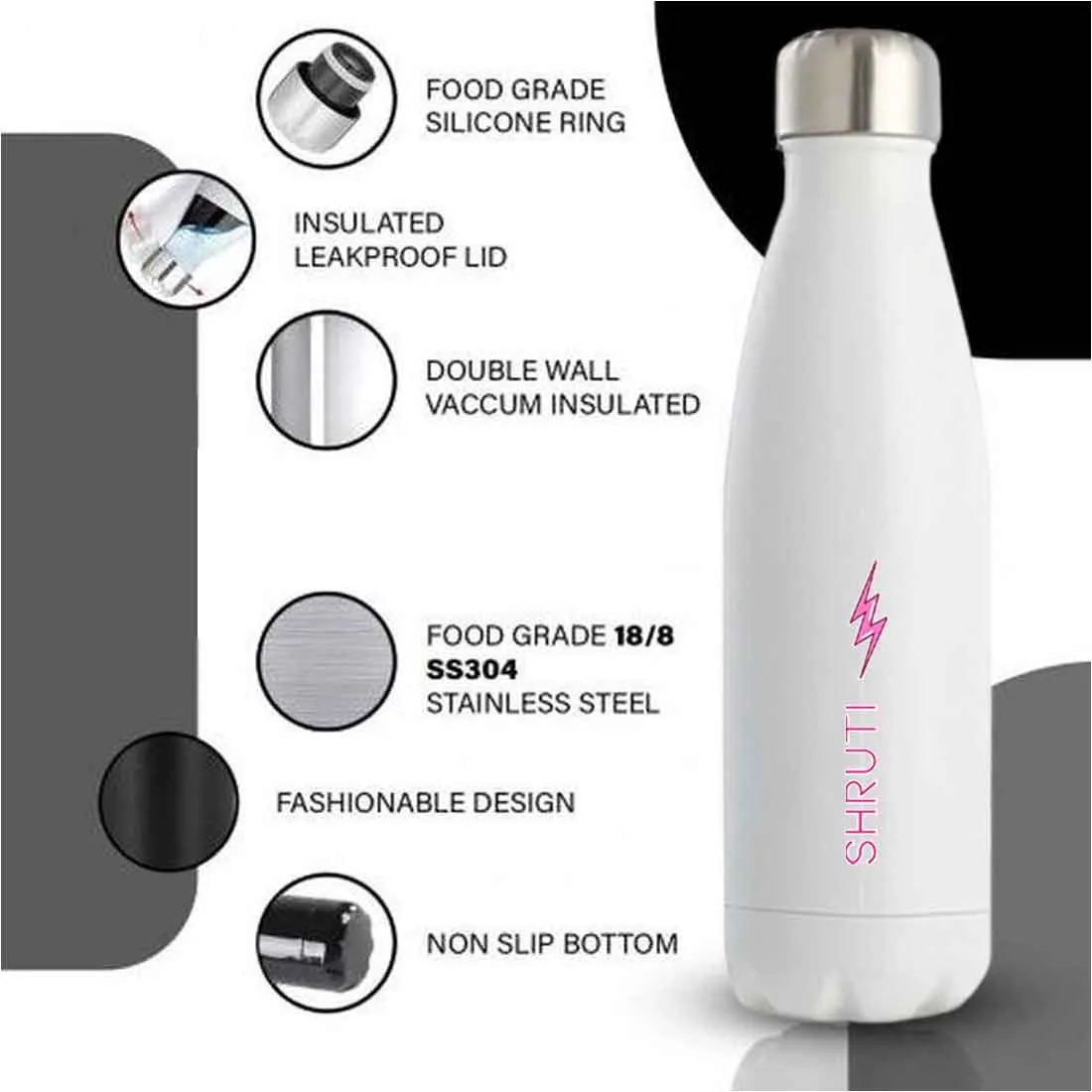 Print Name on Water Bottle - Stainless Steel Water Bottles 500ml