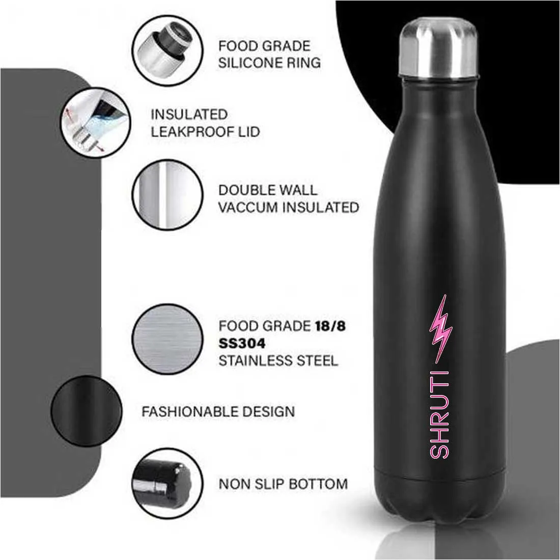 Print Name on Water Bottle - Stainless Steel Water Bottles 500ml