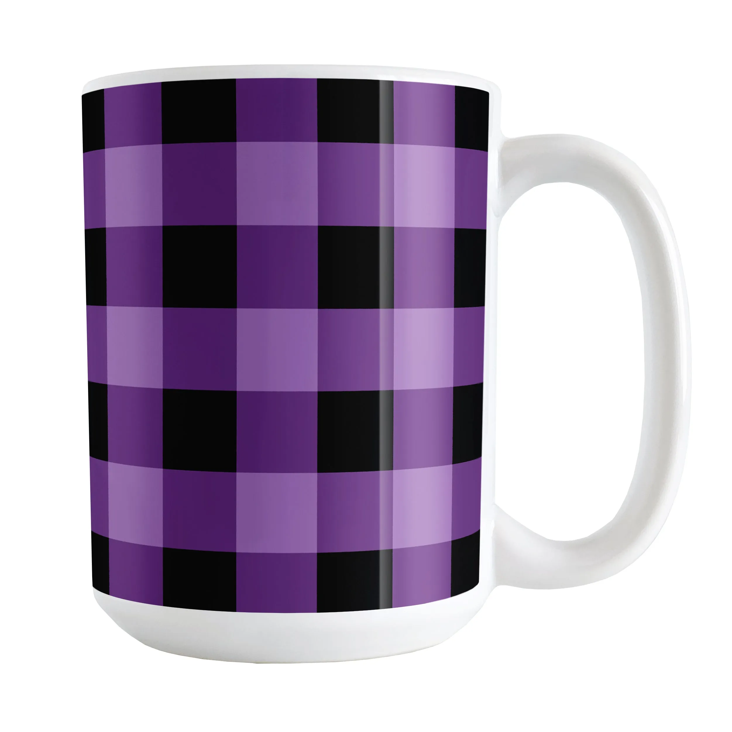 Purple and Black Buffalo Plaid Mug