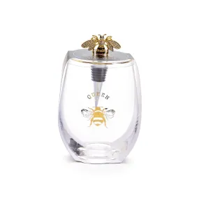 Queen Bee Stemless Wine Glass and Wine Stopper