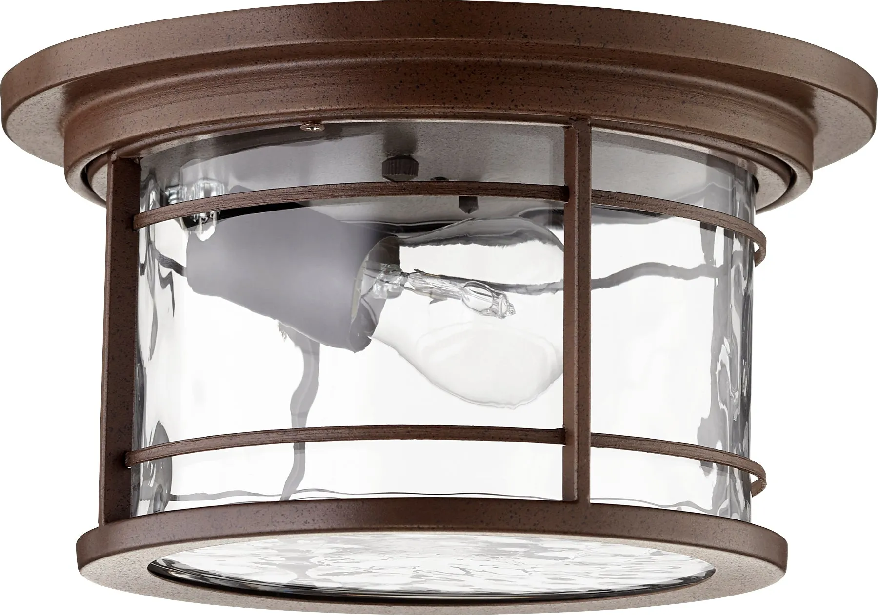 Quorum Larson 3916-11186 Ceiling Mount - Oiled Bronze W/ Clear Hammered Glass