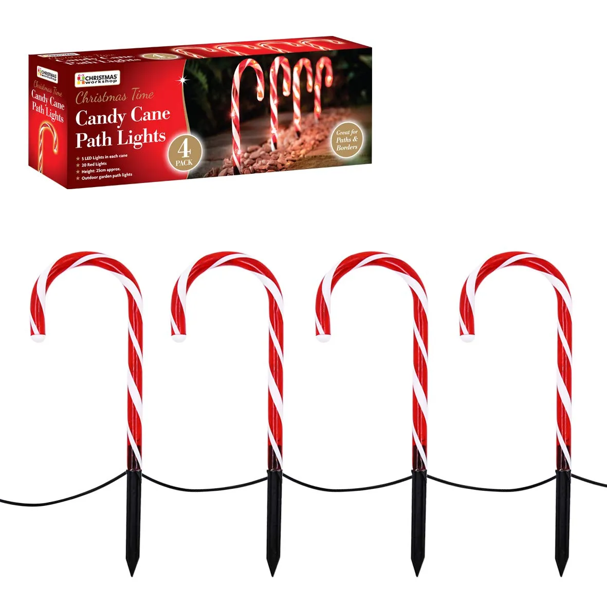 Red & White Candy Cane LED Path Light-25cm