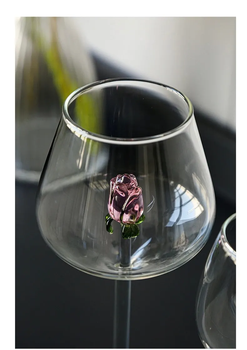 ROSE SHAPED HAND MADE WINE GLASS - Set of 2